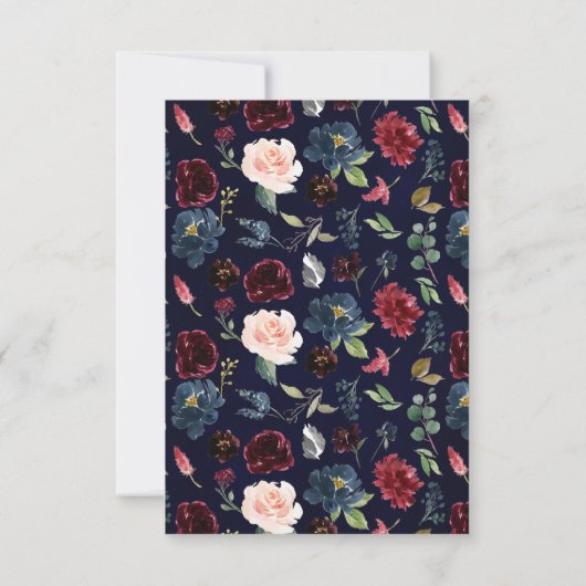 Bourgogne Rode Marine Bloemen Rustieke Boho RSVP (Achterkant)