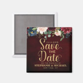 Bourgogne Rode Marine Bloemen Rustieke Boho Sve de Magneet (Voorkant / Achterkant)