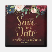 Bourgogne Rode Marine Bloemen Rustieke Boho Sve de Magneet (Voorkant)