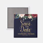 Bourgogne Rode Marine Bloemen Rustieke Boho Sve de Magneet (Voorkant / Achterkant)