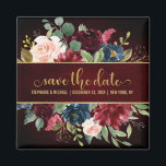 Bourgogne Rode Marine Bloemen Rustieke Boho Sve de Magneet<br><div class="desc">Waterverf Bourgogne Rode Navy Bloemen Rustieke Boho Bruiloft Save the date magneet. Perfect voor een herfstbruiloft. Het ontwerp is voorzien van een prachtig boeket van bordeaux / Marsala, perzik, marinebloemen / rozen met bijpassende bladeren. Vind meer bijpassende design en variaties in mijn "blissweddingpaperie" winkel. En voel je vrij om contact...</div>