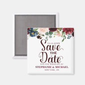 Bourgogne Rode Marine Bloemen Rustieke Boho Sve de Magneet (Voorkant / Achterkant)