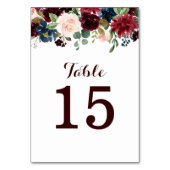 Bourgogne Rode Marine Bloemen Rustieke Boho Tafeln Kaart (Achterkant)