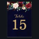 Bourgogne Rode Marine Bloemen Rustieke Boho Tafeln Kaart<br><div class="desc">Waterverf Burgundy Red Navy Floral Rustic Boho Wedding Table Number Card. Ideaal voor een valbruiloft. Het ontwerp is voorzien van een verbluffend boeket van boeroendi / Marsala , perziken , zeemijlbloemen / rozen met bijbehorende bladeren. Zoek meer overeenkomende design en variaties in mijn winkel met 'blissweddingpaperie'. En voel me vrij...</div>