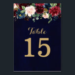 Bourgogne Rode Marine Bloemen Rustieke Boho Tafeln Kaart<br><div class="desc">Waterverf Burgundy Red Navy Floral Rustic Boho Wedding Table Number Card. Ideaal voor een valbruiloft. Het ontwerp is voorzien van een verbluffend boeket van boeroendi / Marsala , perziken , zeemijlbloemen / rozen met bijbehorende bladeren. Zoek meer overeenkomende design en variaties in mijn winkel met 'blissweddingpaperie'. En voel me vrij...</div>