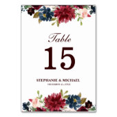 Bourgogne Rode Marine Bloemen Rustieke Boho Tafeln Kaart (Achterkant)