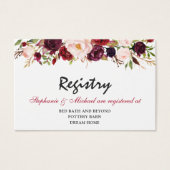 Bourgogne Rode Marine Bloemen Rustieke Bruiloft Re Visitekaartje (Voorkant)