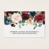 Bourgogne Rode Marine Bloemen Rustieke Bruiloft Re Visitekaartje (Voorkant)