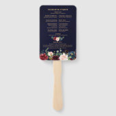 Bourgogne Rode Marine Bloemen Rustieke Huwelijkspr Handwaaier (Achterkant)