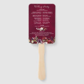 Bourgogne Rode Marine Bloemen Rustieke Huwelijkspr Handwaaier (Achterkant)