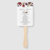 Bourgogne Rode Marine Bloemen Rustieke Huwelijkspr Handwaaier (Voorkant)