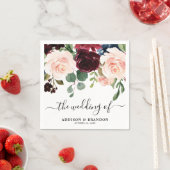 Bourgogne Rode Marine Blush Bloemen Trouwpapier Servet (Insitu)