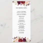 Bourgogne Rode Marsa Bloemen Rustieke Boho Program Programmakaart (Achterkant)