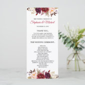 Bourgogne Rode Marsa Bloemen Rustieke Boho Program Programmakaart (Staand voorkant)