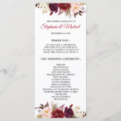 Bourgogne Rode Marsa Bloemen Rustieke Boho Program Programmakaart (Voorkant)