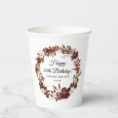 Bourgogne Rode Mauve Herfst Bloemen 30e Verjaardag Papieren Bekers (Voorkant)