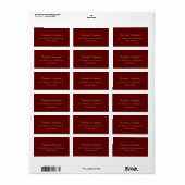 Bourgogne Rode Moslim Bruiloft RSVP Retouradres Etiket (Full Sheet)