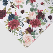 Bourgogne Rode Navy Blauwe Waterverf Bloemen Tissuepapier (Detail)