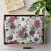 Bourgogne Rode Navy Blauwe Waterverf Bloemen Tissuepapier (Geschenk)