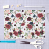 Bourgogne Rode Navy Blauwe Waterverf Bloemen Tissuepapier (Craft)