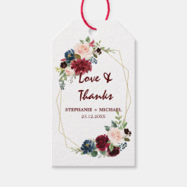 Bourgogne Rode Navy Floral Geometric cadeau label Cadeaulabel