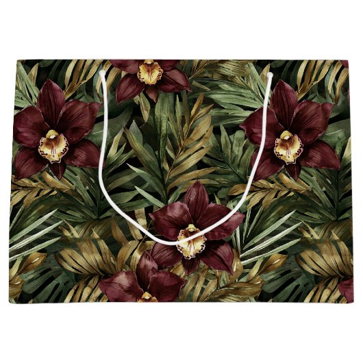 Bourgogne Rode Orchidee Bloemen Groot Cadeauzakje (Voorkant)