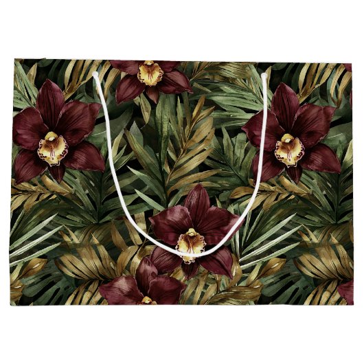 Bourgogne Rode Orchidee Bloemen Groot Cadeauzakje (Achterkant)