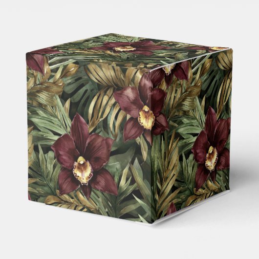 Bourgogne Rode Orchidee Floral Tropical Bedankdoosjes (Achterkant)