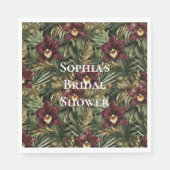 Bourgogne Rode Orchidee Floral Tropisch Vrijgezell Servet (Voorkant)