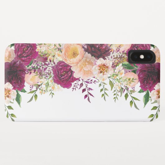 Bourgogne Rode Perzik Roze Bloemen Bloemen Case-Mate iPhone Case (Achterkant (horizontaal))