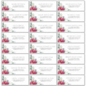 Bourgogne Rode Pioen Navy Gastennamen Adresetikett Sticker (Voorkant)