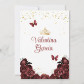 Bourgogne Rode Quinceañera 15 Anos Bloemen Goud Kaart (Achterkant)