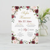 Bourgogne Rode Quinceanera Kaart (Staand voorkant)