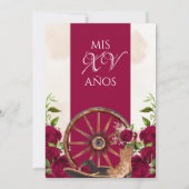 Bourgogne Rode Rose Charro Westerne Quinceanera Kaart (Achterkant)