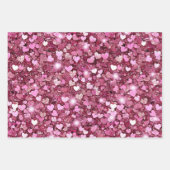 Bourgogne Rode Roze Glitter Harten Inpakpapier Vel (Voorkant 3)