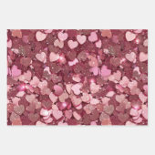Bourgogne Rode Roze Glitter Harten Inpakpapier Vel (Voorkant)