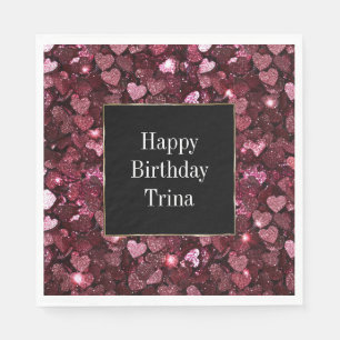 Bourgogne Rode Roze Glitter Harten Servet