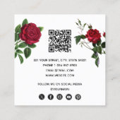 Bourgogne Rode Rozen Bloemen QR Code Vierkante Visitekaartje (Achterkant)
