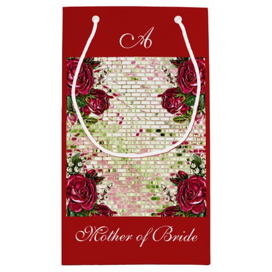 Bourgogne Rode Rustieke Rozen Elegant Land Klein Cadeauzakje (Achterkant)