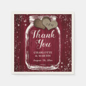 Bourgogne Rode Schuur Hout Mason Jar Dank u bruilo Servet (Voorkant)