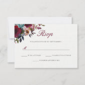 Bourgogne Rode Waterverf Bloemen Bruiloft RSVP (Voorkant)