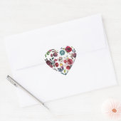 Bourgogne Rode Waterverf Bloemen Huwelijk Hart Sea Hart Sticker (Envelop)