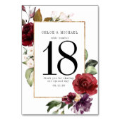 Bourgogne Rode Waterverf Bloemenbruiloft Kaart (Achterkant)