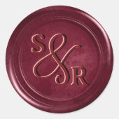 Bourgogne Rode wax seal sticker met initialen (Voorkant)