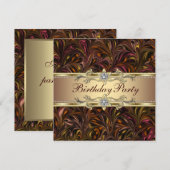 Bourgogne Rode Wijn Gouden Verjaardag Uitnodiging (Voorkant / Achterkant)