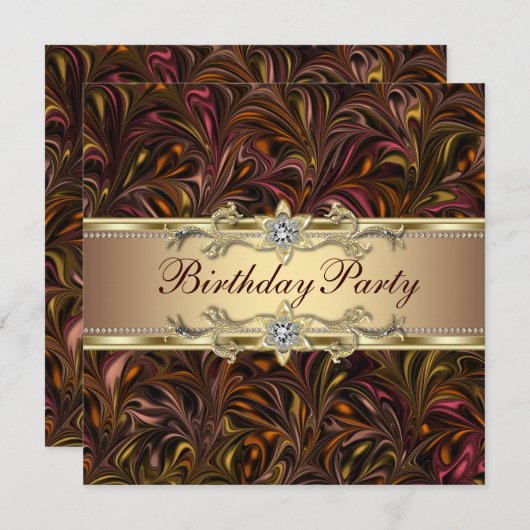 Bourgogne Rode Wijn Gouden Verjaardag Uitnodiging (Voorkant / Achterkant)