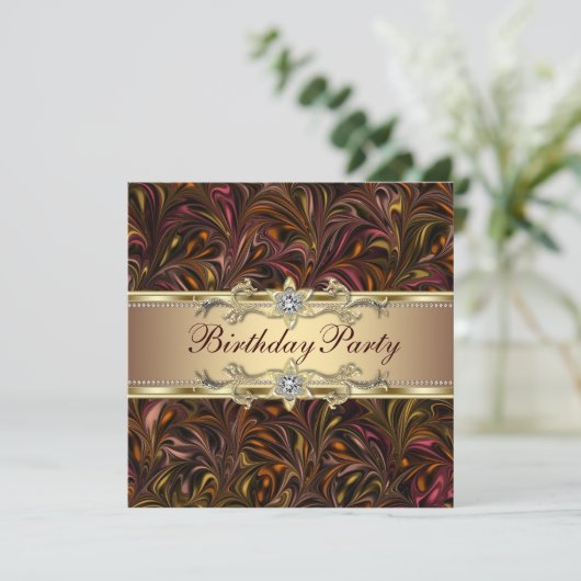 Bourgogne Rode Wijn Gouden Verjaardag Uitnodiging (Staand voorkant)