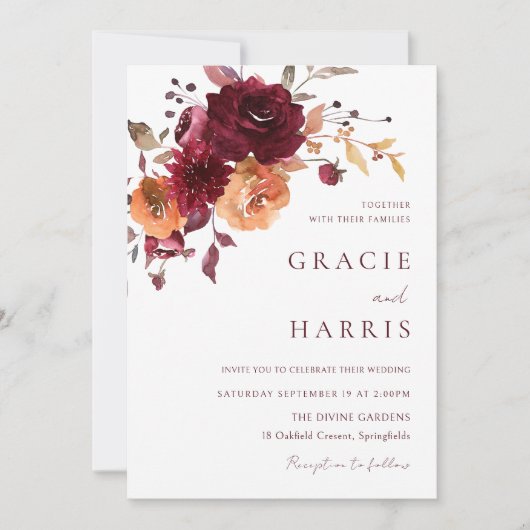 Bourgogne Rode Wijnverbrand Sinaasappel Herfstbrui Kaart (Voorkant)