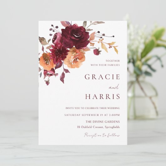 Bourgogne Rode Wijnverbrand Sinaasappel Herfstbrui Kaart (Staand voorkant)