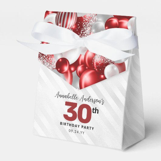 Bourgogne Rode Zilveren Ballon Glitter Favor Verja Bedankdoosjes (Voorkant Zijde)